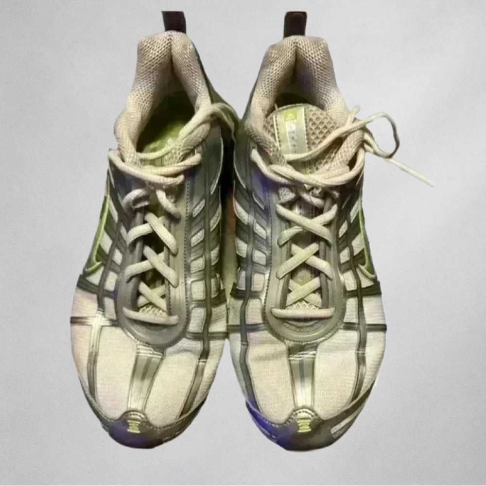 Vintage Nike Shox Womens Running Shoes Size 8 Silver Green Athletic Sneakers